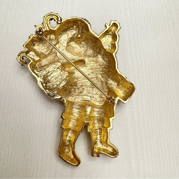 Christmas Santa High-End Enamel Vintage Figural Pin Brooch - Picture 8 of 12